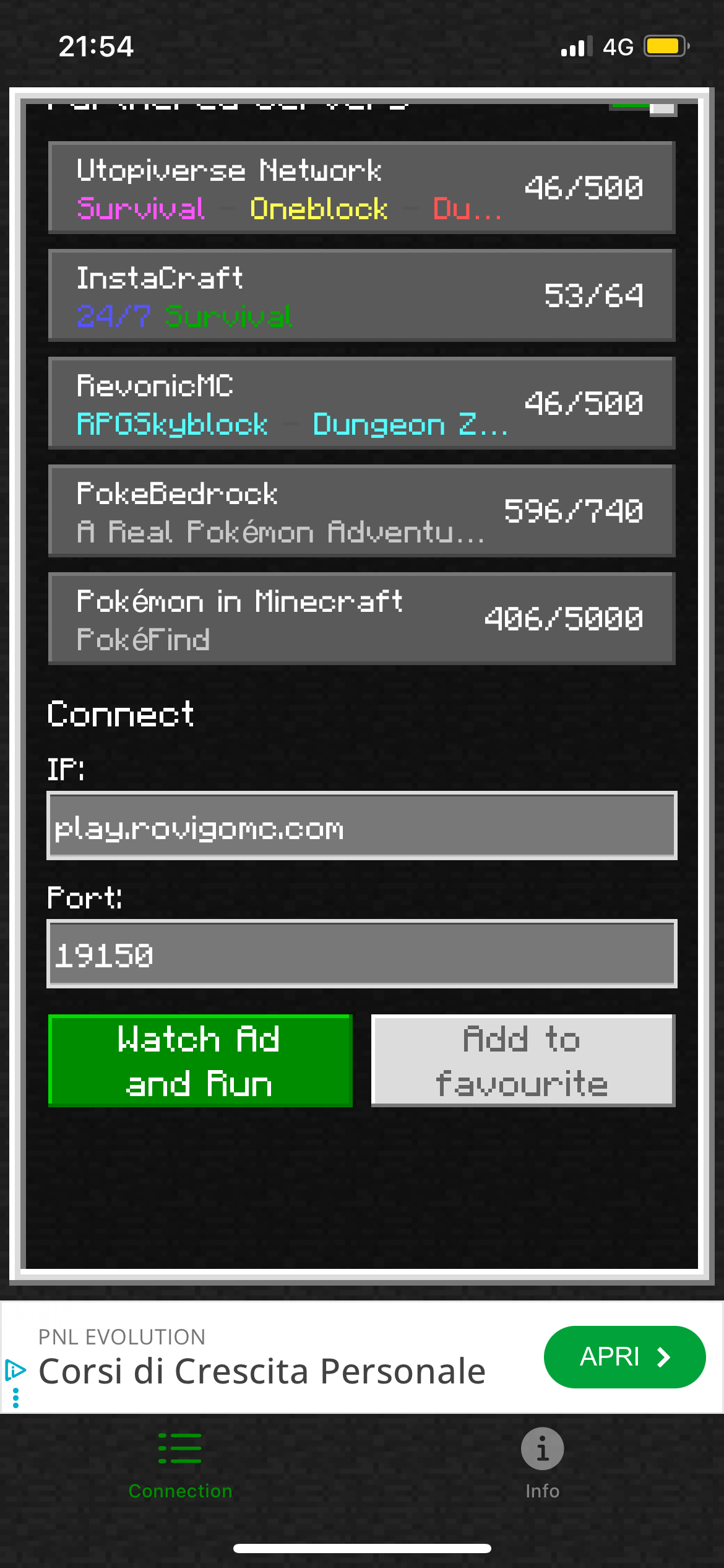 Screenshot Lista Amici Minecraft